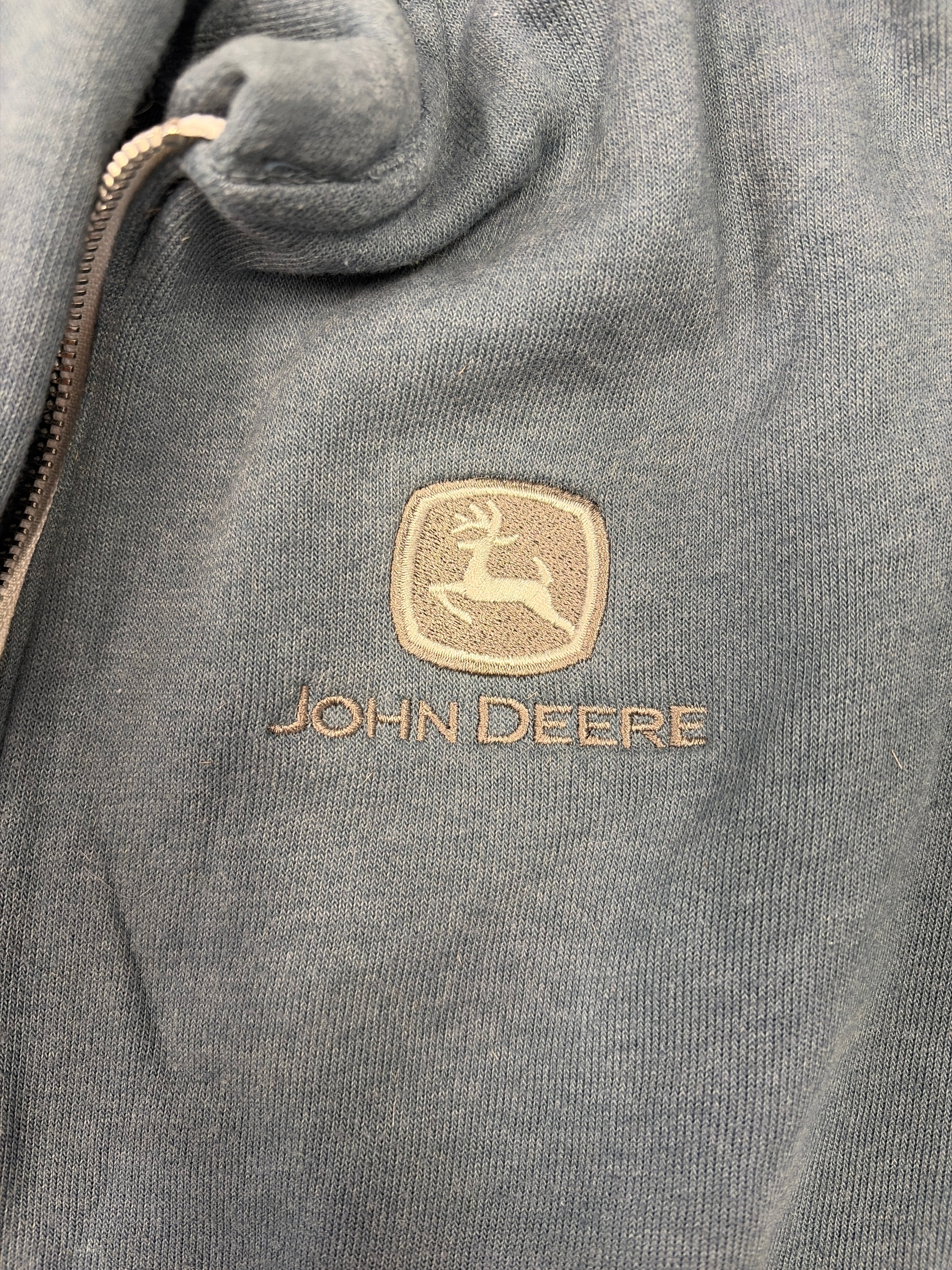 Bella Canvas John Deere Zip Up Hoodie in Slate Blue - Size M