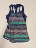 Shebeest Navy Boho Print Racerback Athletic Tank Top - Size Small