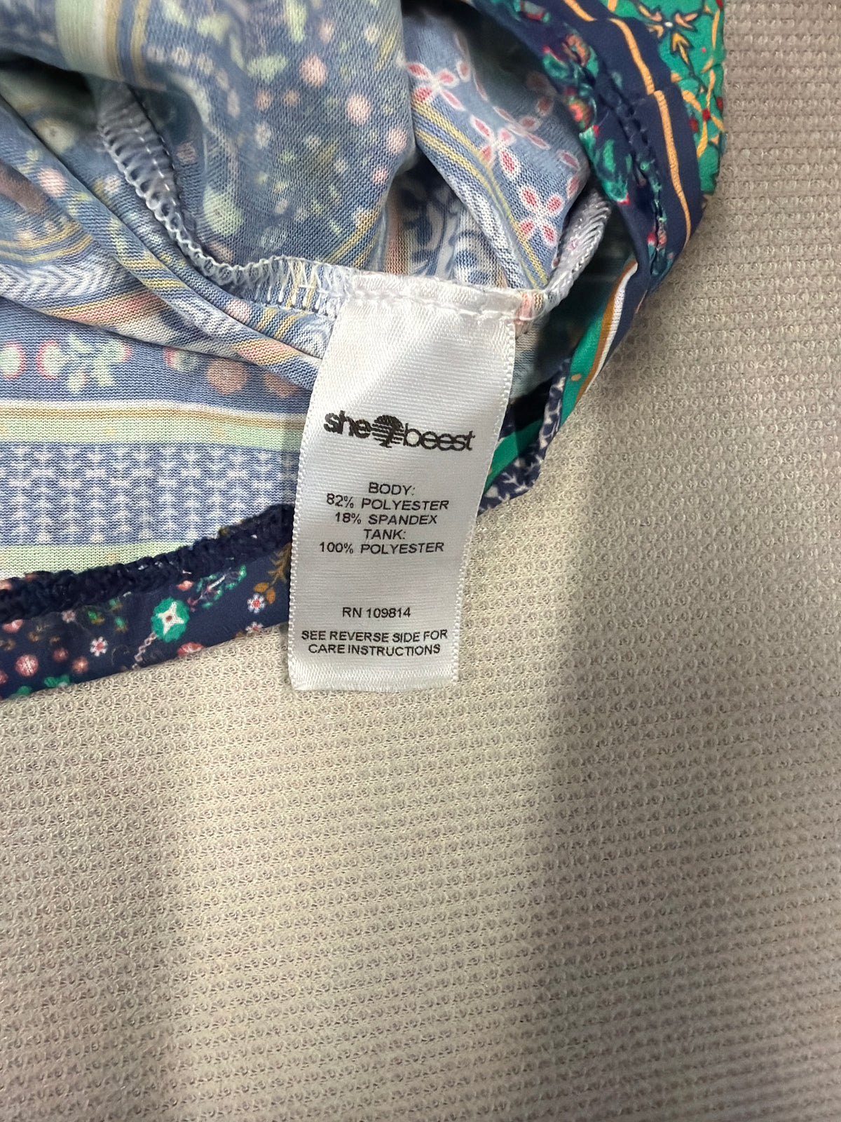 Shebeest Navy Boho Print Racerback Athletic Tank Top - Size Small