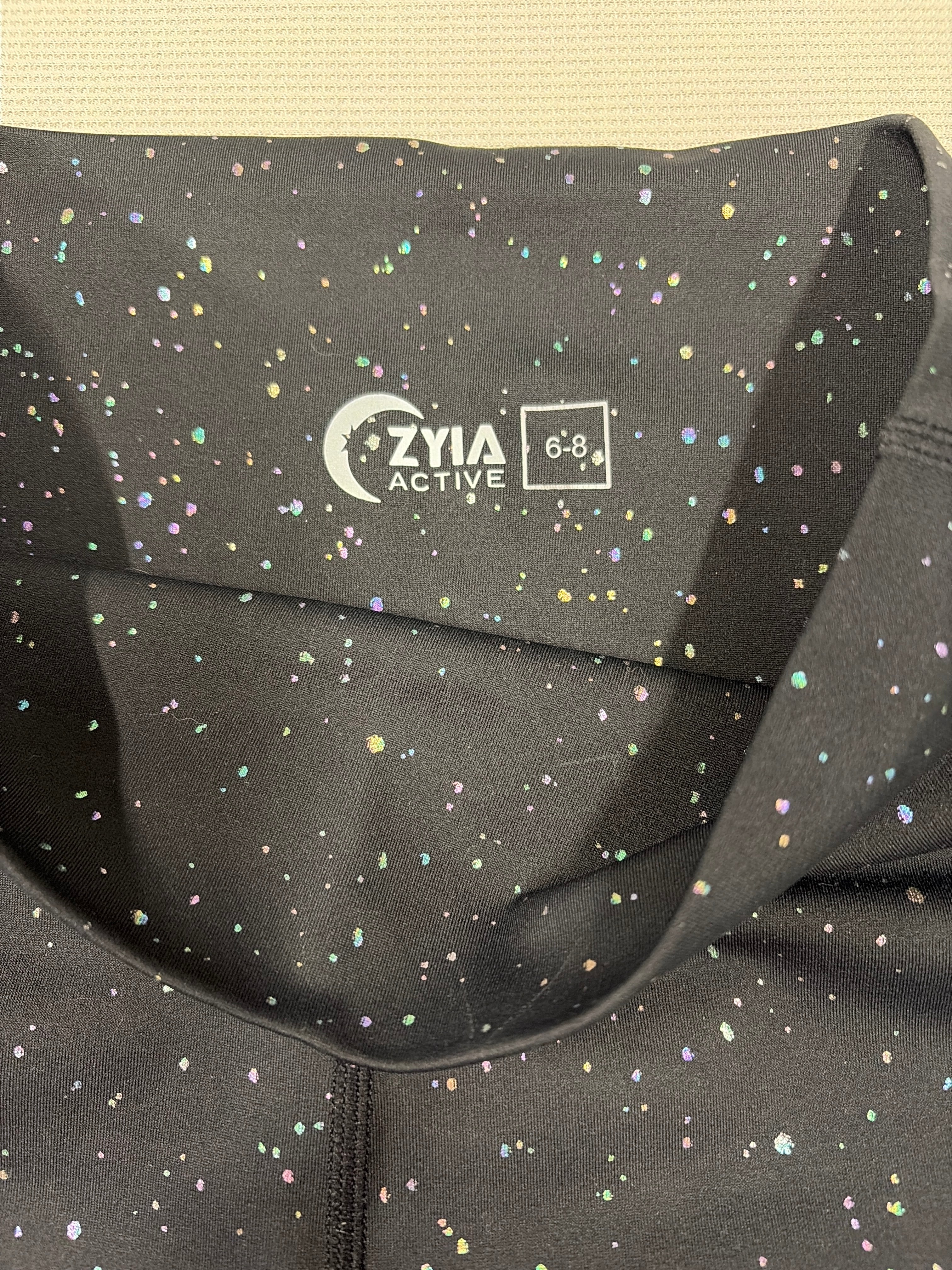 ZYIA Active Black Brilliant Ombre Reflective Mirage Light n Tight Leggings Size 6-8 - New