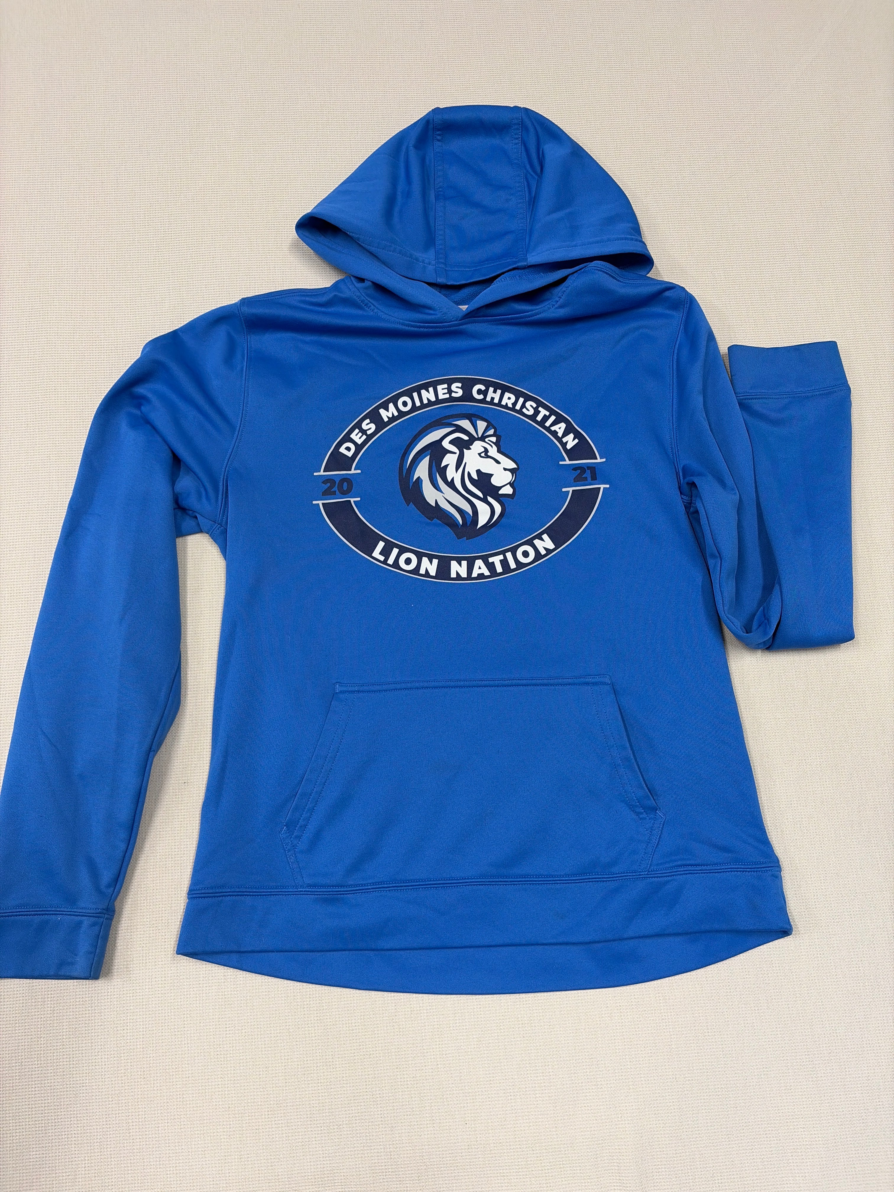 Des Moines Christian Lion Nation Royal Blue Hoodie Youth XL