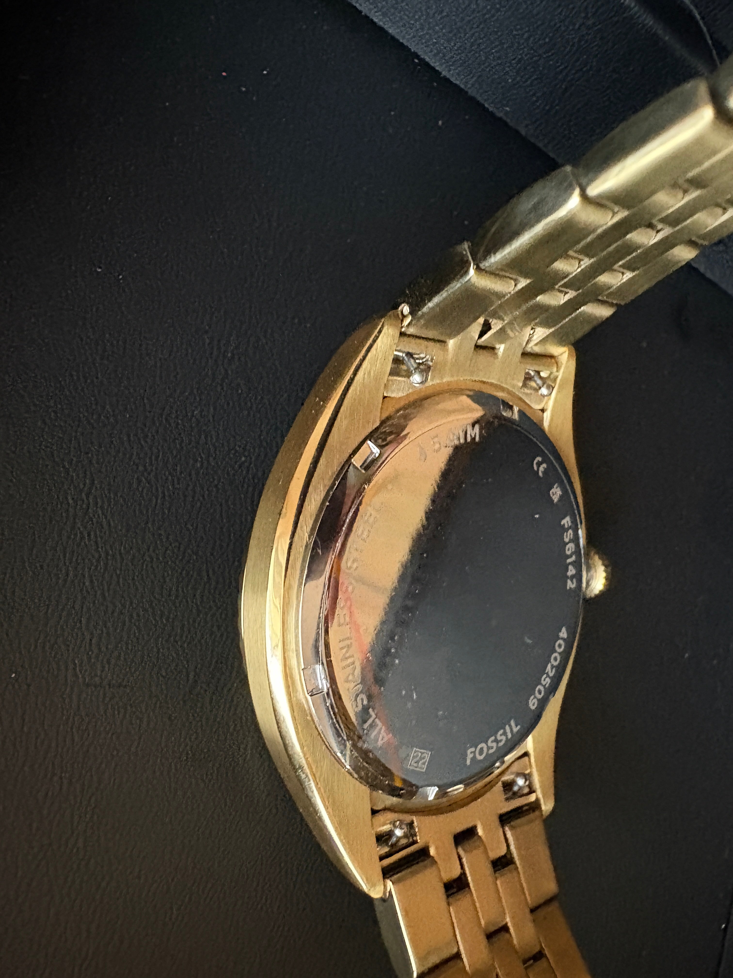 Fossil Campbell FS6142 Mens Green Sunray Dial Gold Tone Day Date Watch NWT