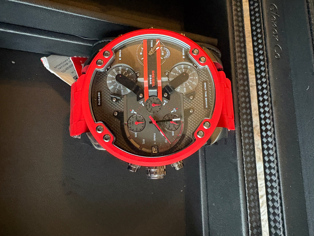 Diesel Mr Daddy 2.0 DZ7370 Mens 57mm Red Gunmetal Chronograph 4 Zone Watch NWT