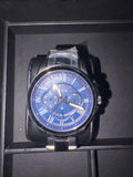 Fossil Grant Chronograph FS6133 Mens Blue Dial Gunmetal SS Watch NWT