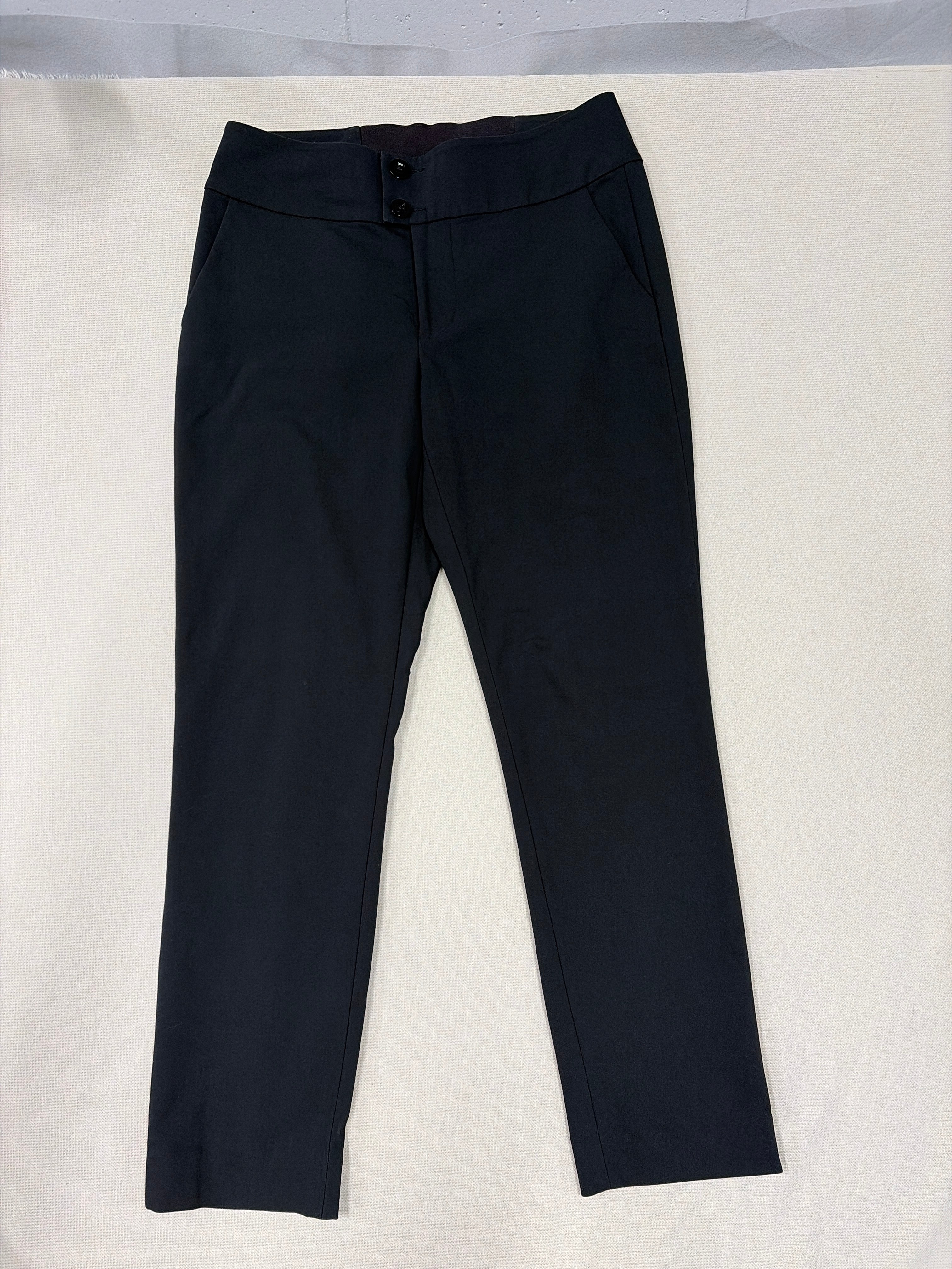 CAbi Black Straight Leg Trousers Size 8 Button Closure