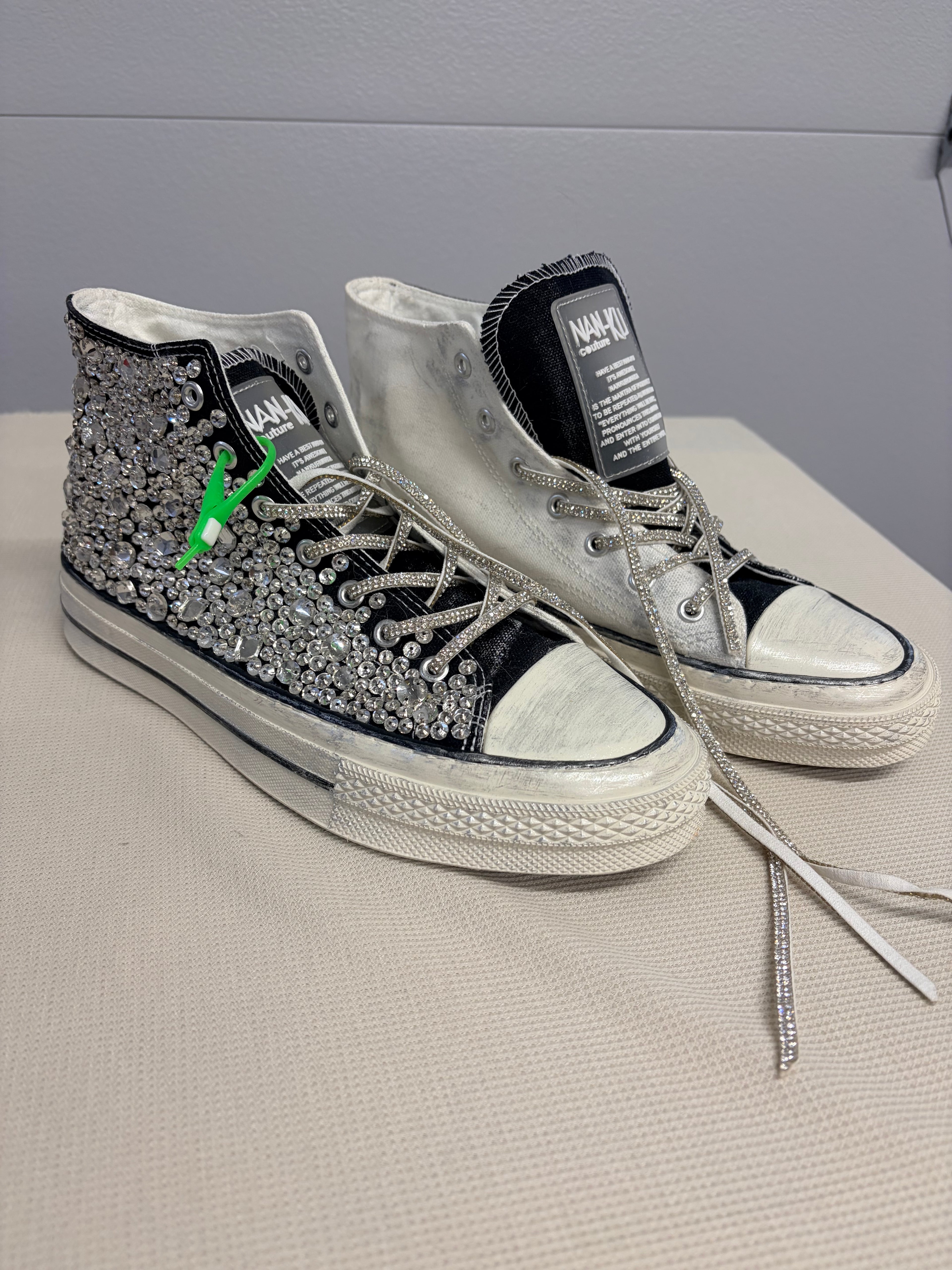 NAN-KU Couture Free People Distressed Embellished High Top Sneakers - Size 41 - New