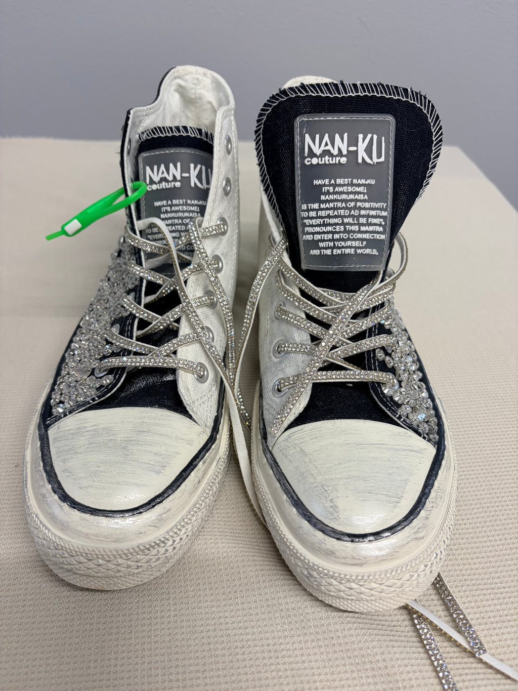 NAN-KU Couture Free People Distressed Embellished High Top Sneakers - Size 41 - New