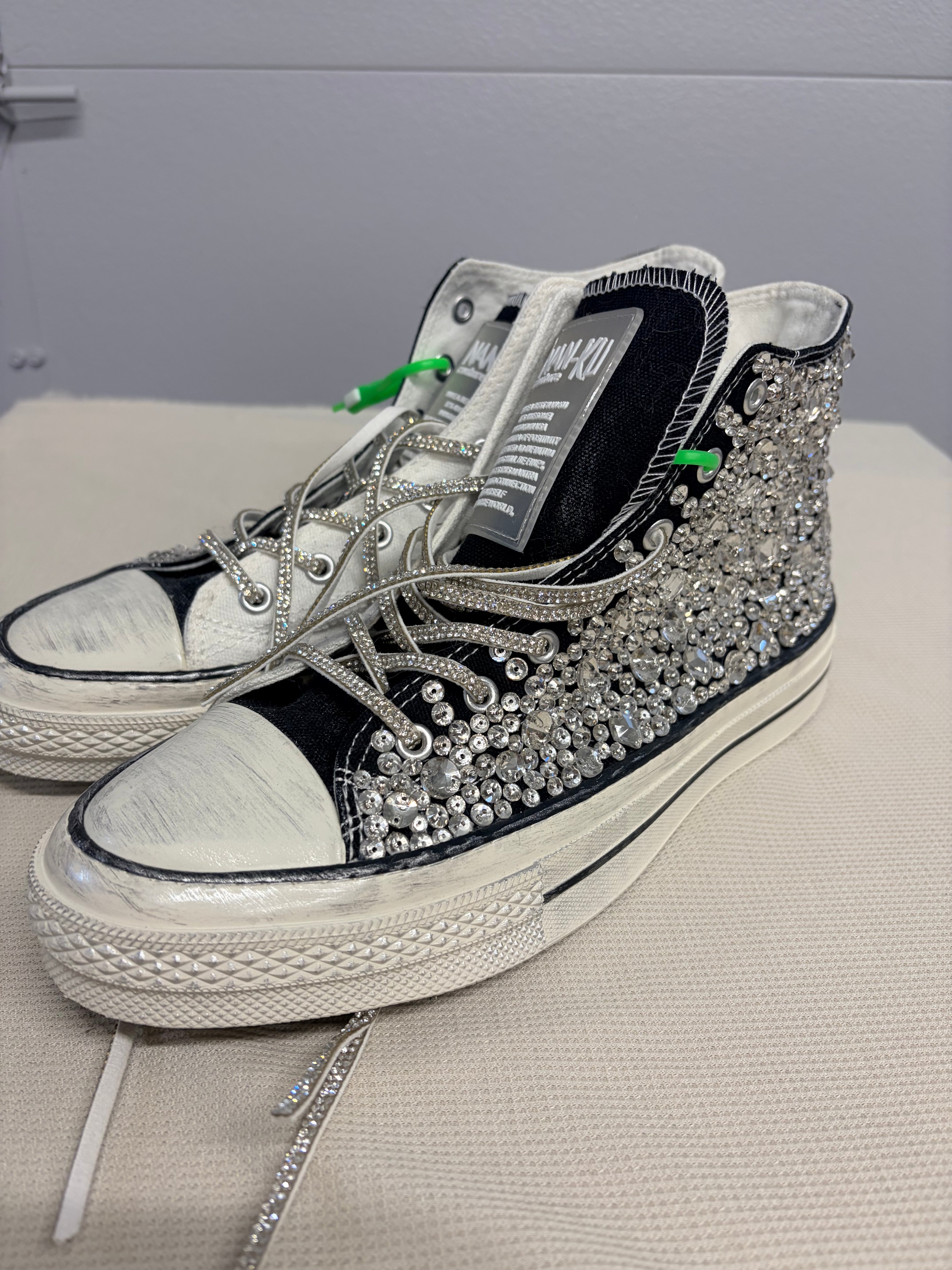 NAN-KU Couture Free People Distressed Embellished High Top Sneakers - Size 41 - New