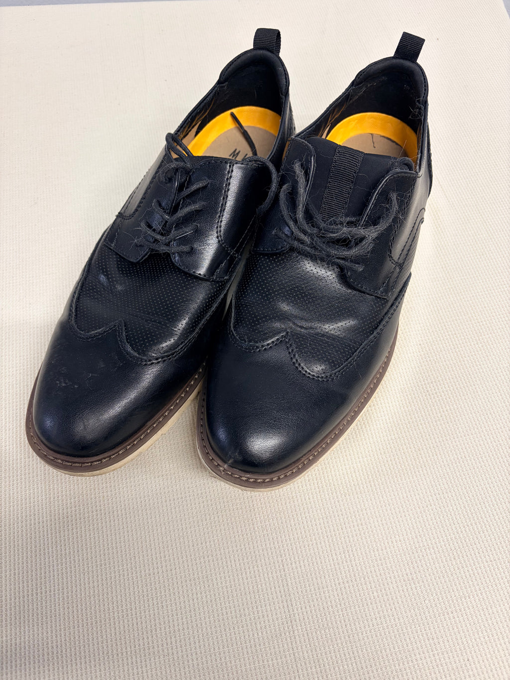 Mix No. 6 Mens Black Leather Wingtip Brogue Sneakers White Sole - Size 9