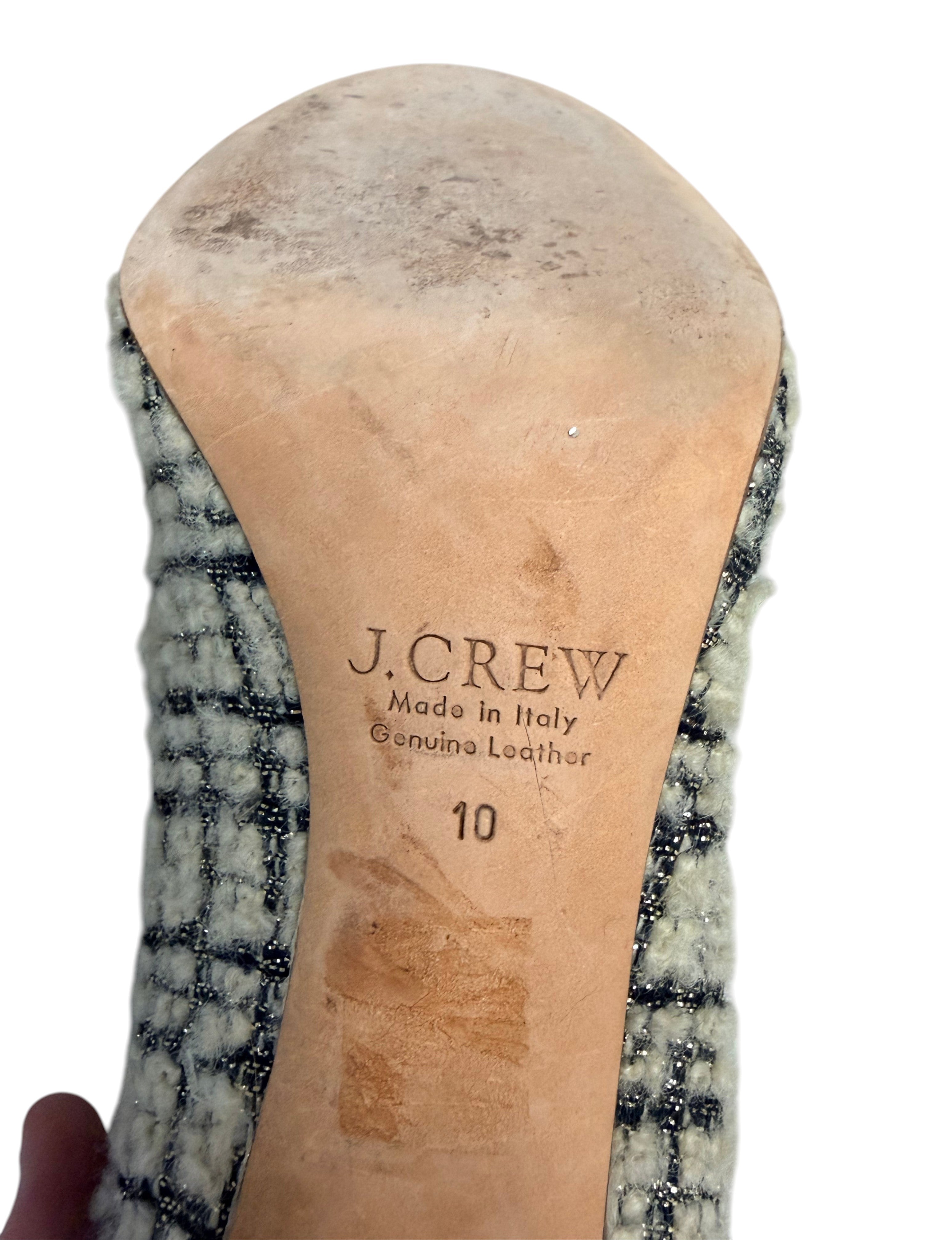 J.Crew Collection Tweed Pumps with Glitter Heel and Cap Toe - Size 10