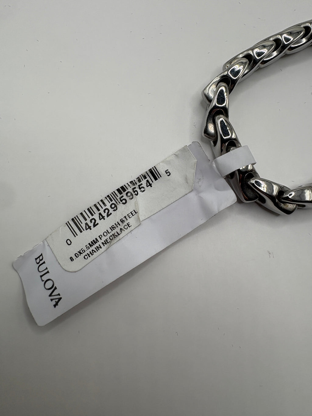Bulova Men's Link Chain 22" Necklace in Stainless Steel - NWT