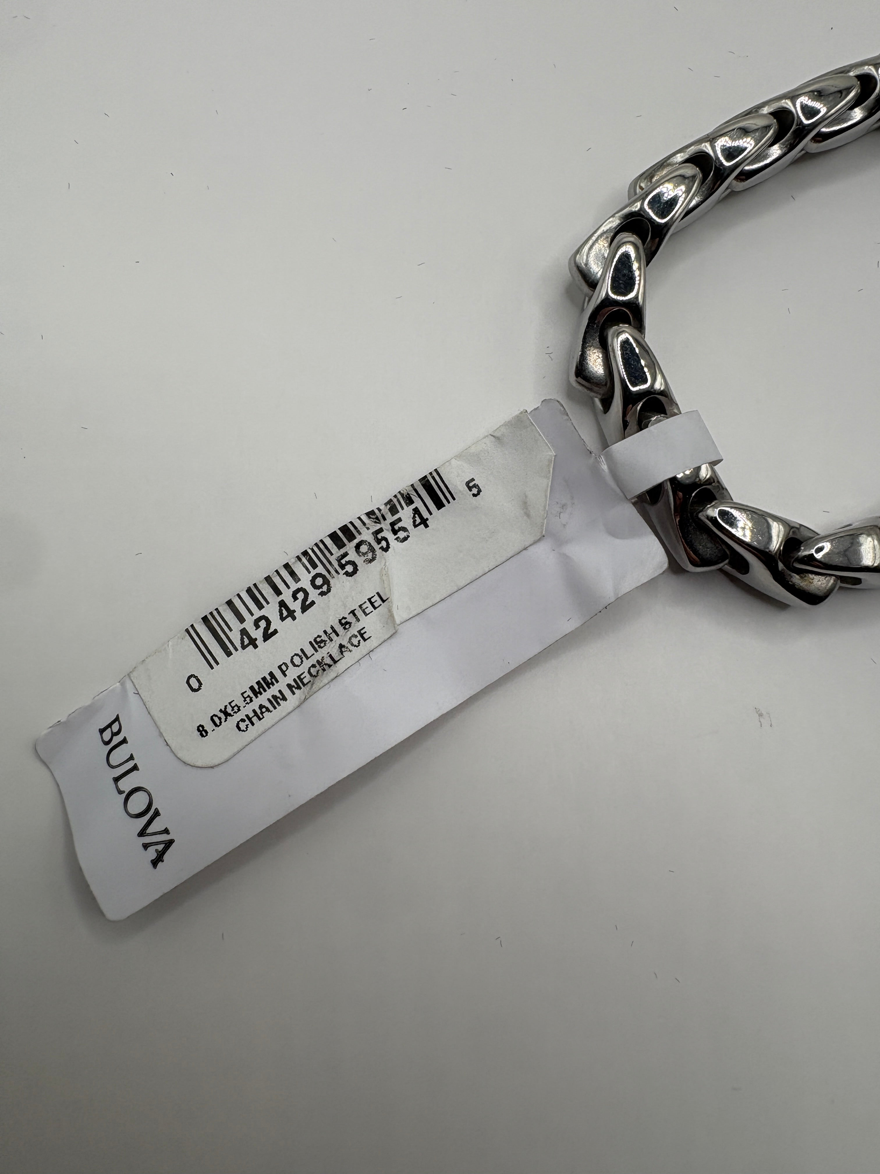 Bulova Men's Link Chain 22" Necklace in Stainless Steel - NWT