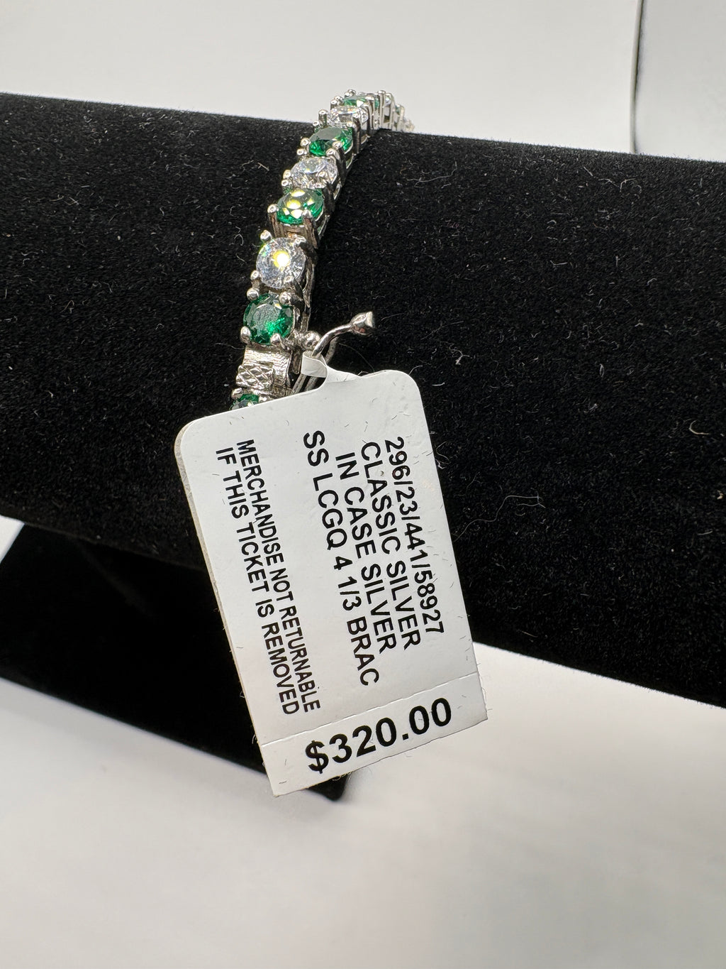 Lab-Grown Emerald and Cubic Zirconia Tennis Bracelet