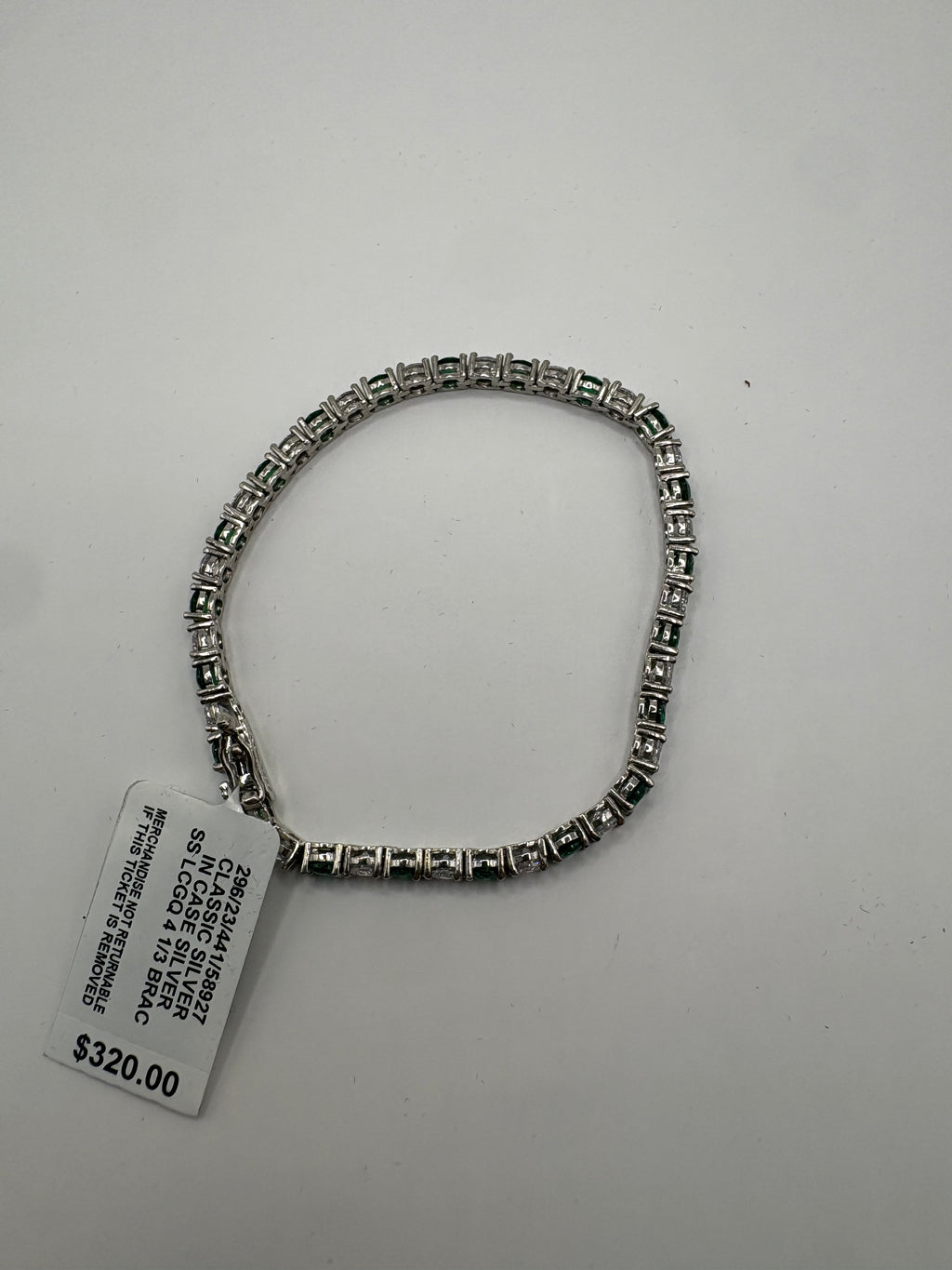 Lab-Grown Emerald and Cubic Zirconia Tennis Bracelet