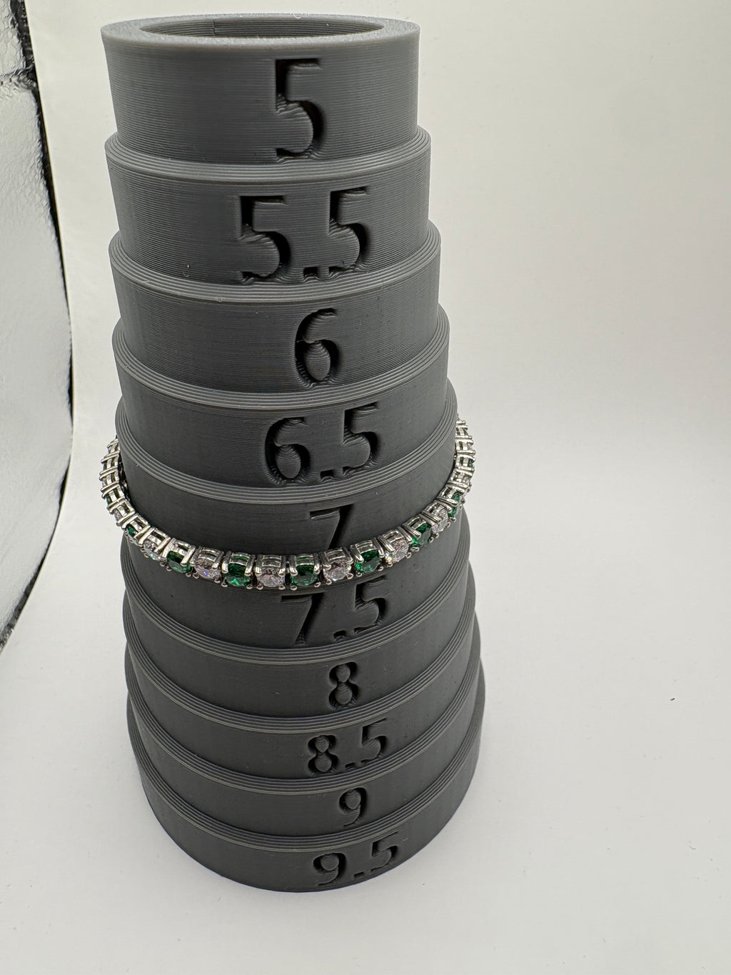 Lab-Grown Emerald and Cubic Zirconia Tennis Bracelet