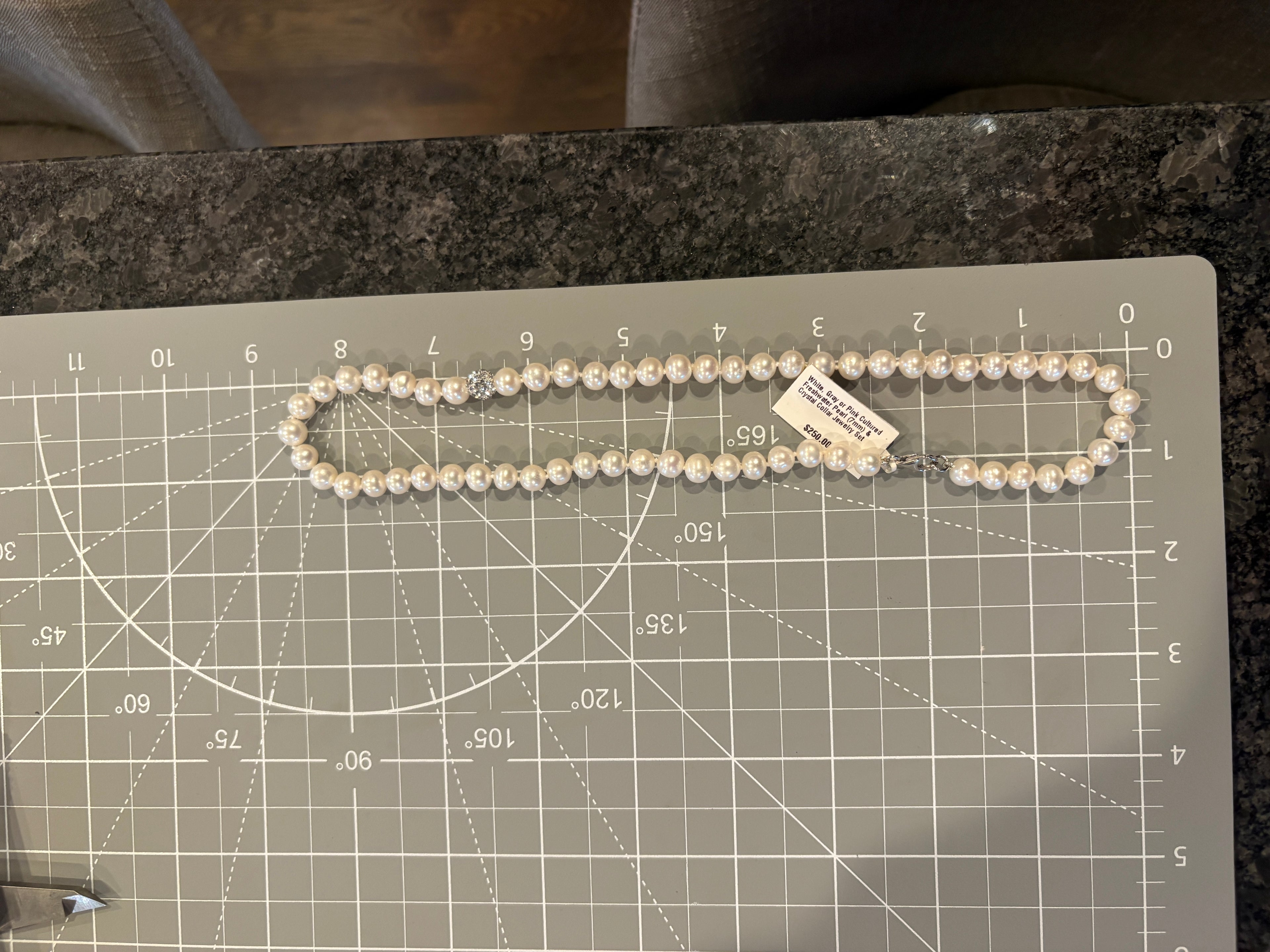 Genuine Hand-knotted Pearl Strand Necklace with Pave Crystal Accent Bead - NWT
