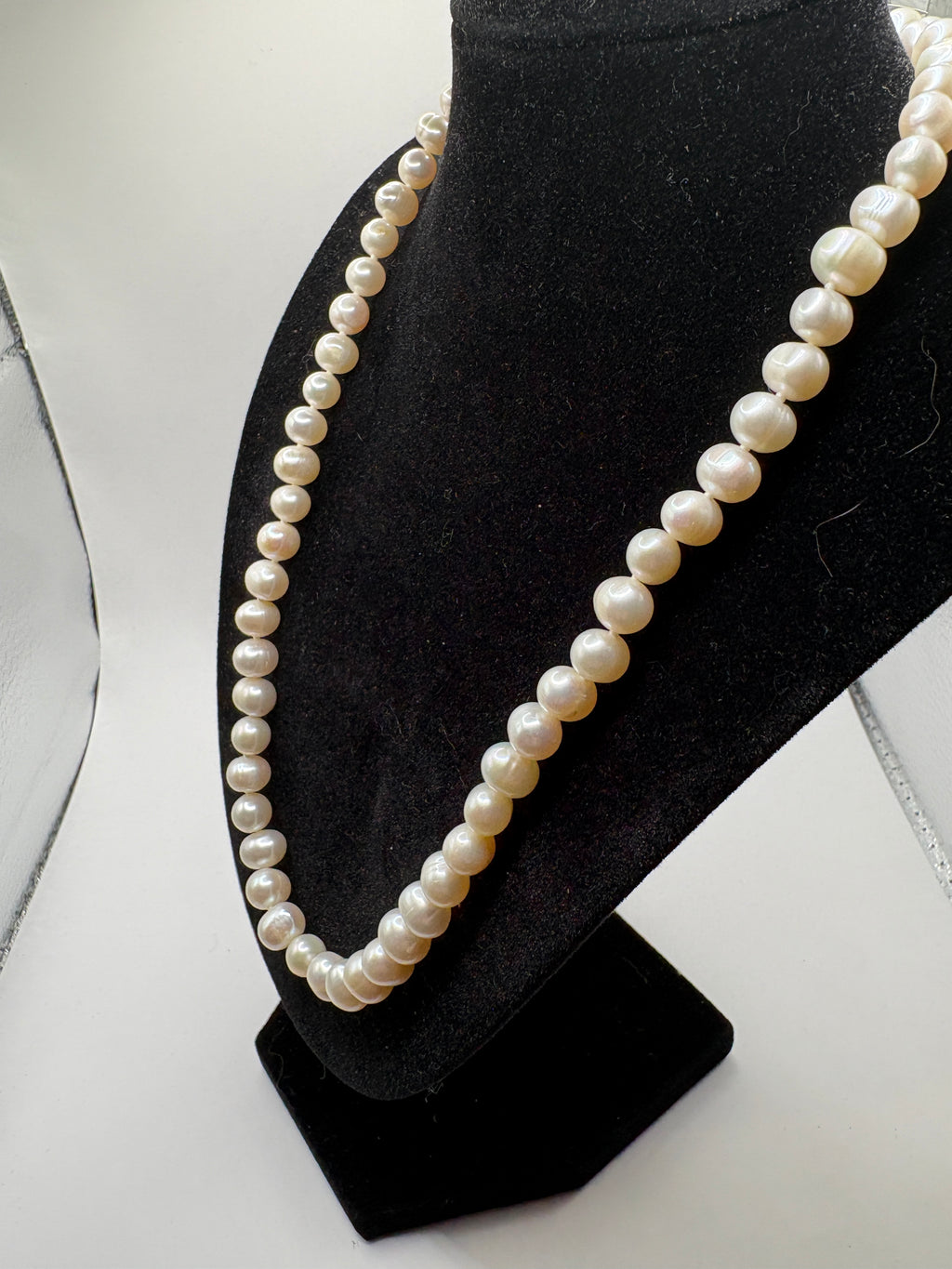 Genuine Cultured Freshwater Pearl Necklace & Earring Sterling Silver Clasp NWT