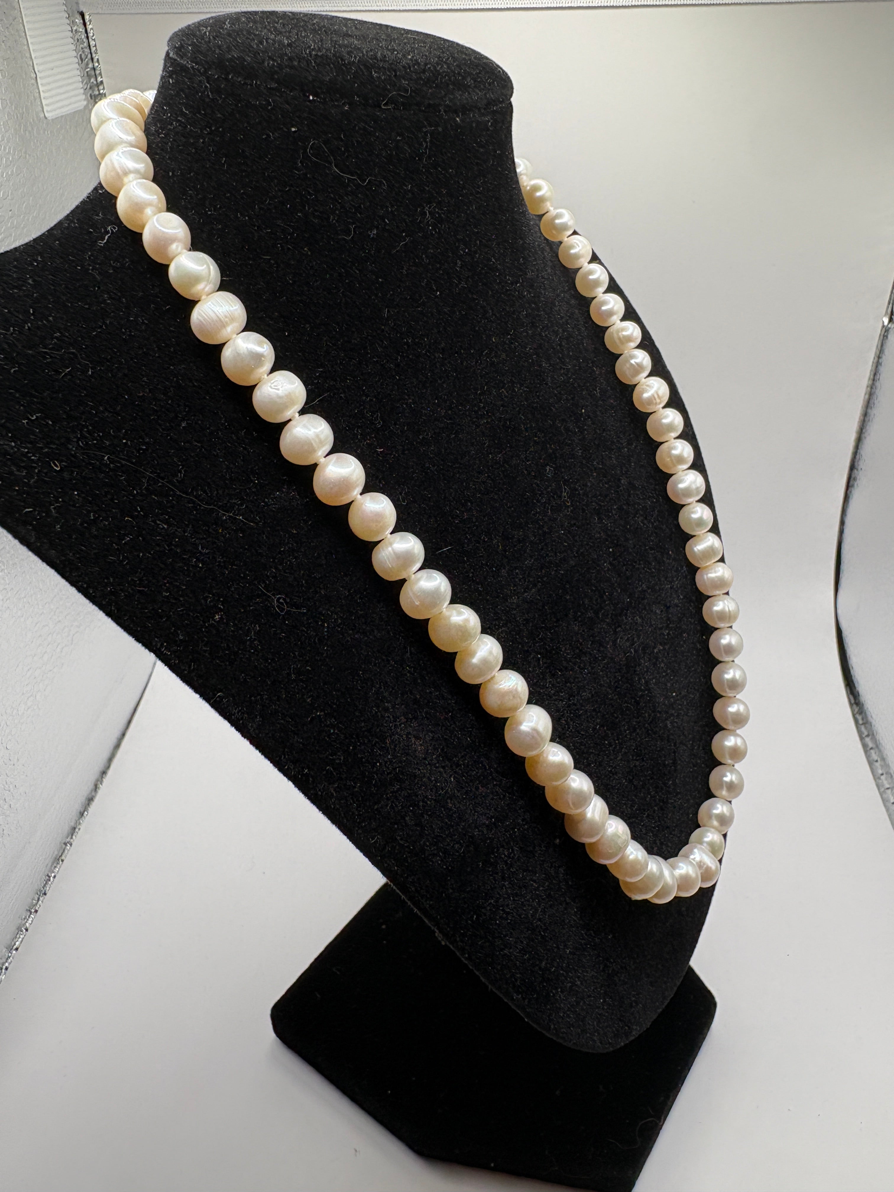 Genuine Cultured Freshwater Pearl Necklace & Earring Sterling Silver Clasp NWT