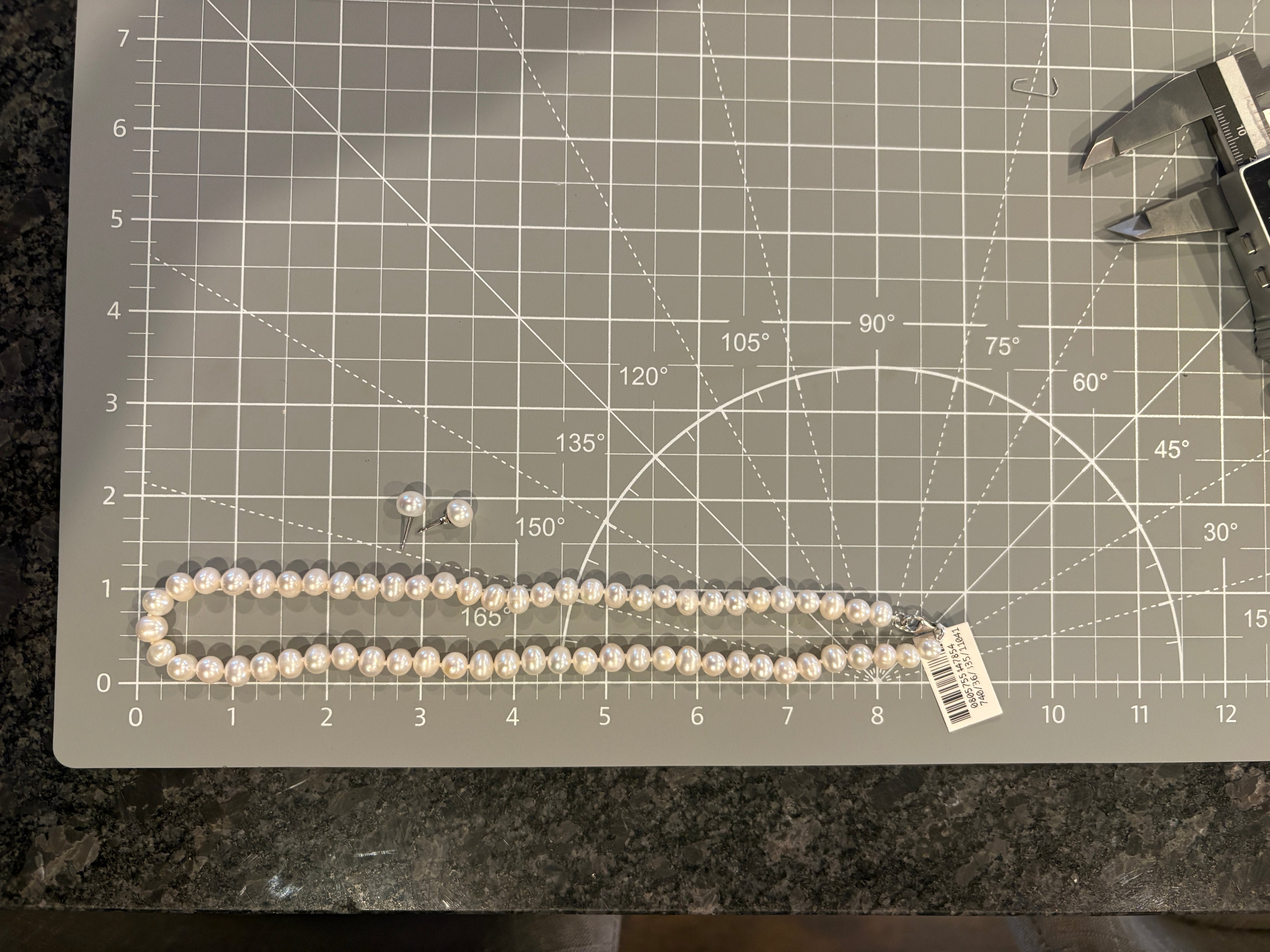 Genuine Cultured Freshwater Pearl Necklace & Earring Sterling Silver Clasp NWT