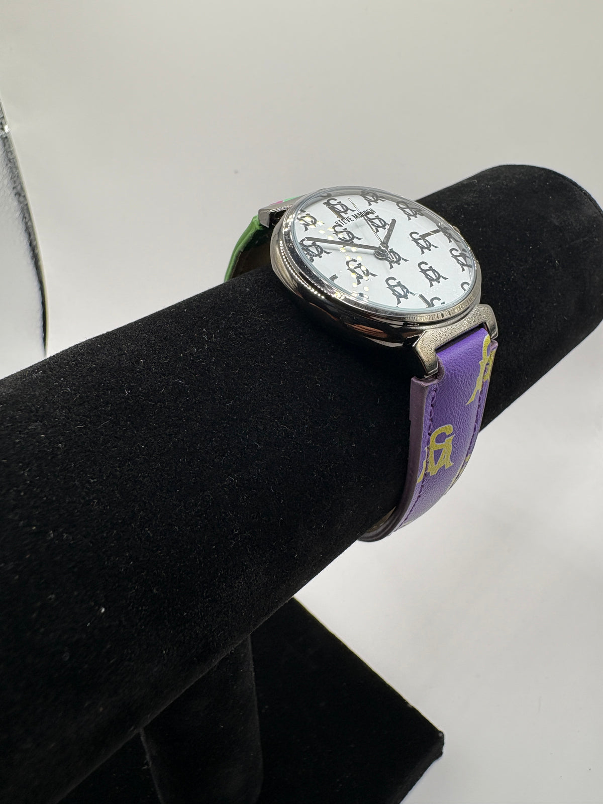 Steve Madden Women's Silver Tone Monogram Dial Fashion Watch