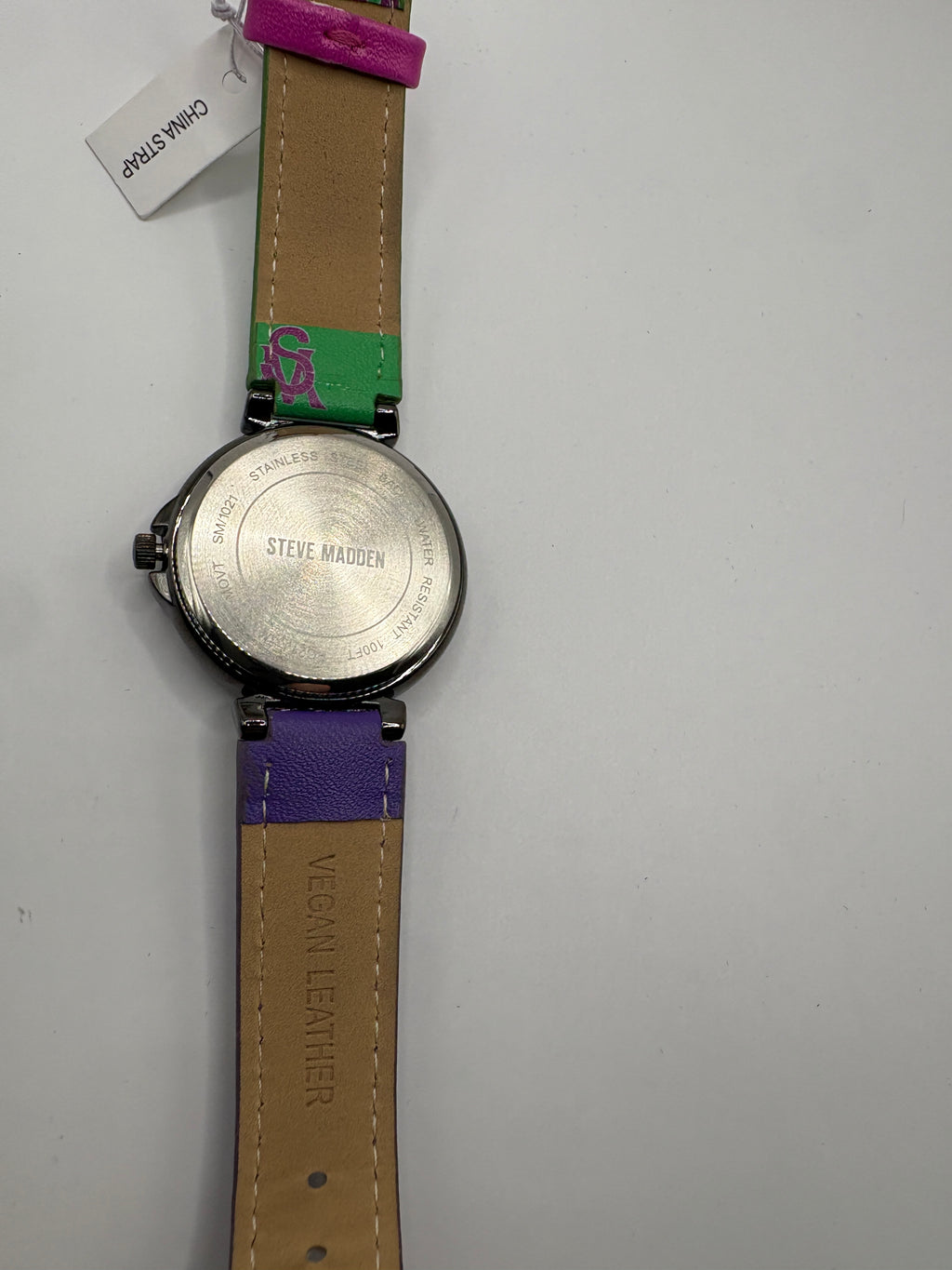 Steve Madden Women's Silver Tone Monogram Dial Fashion Watch