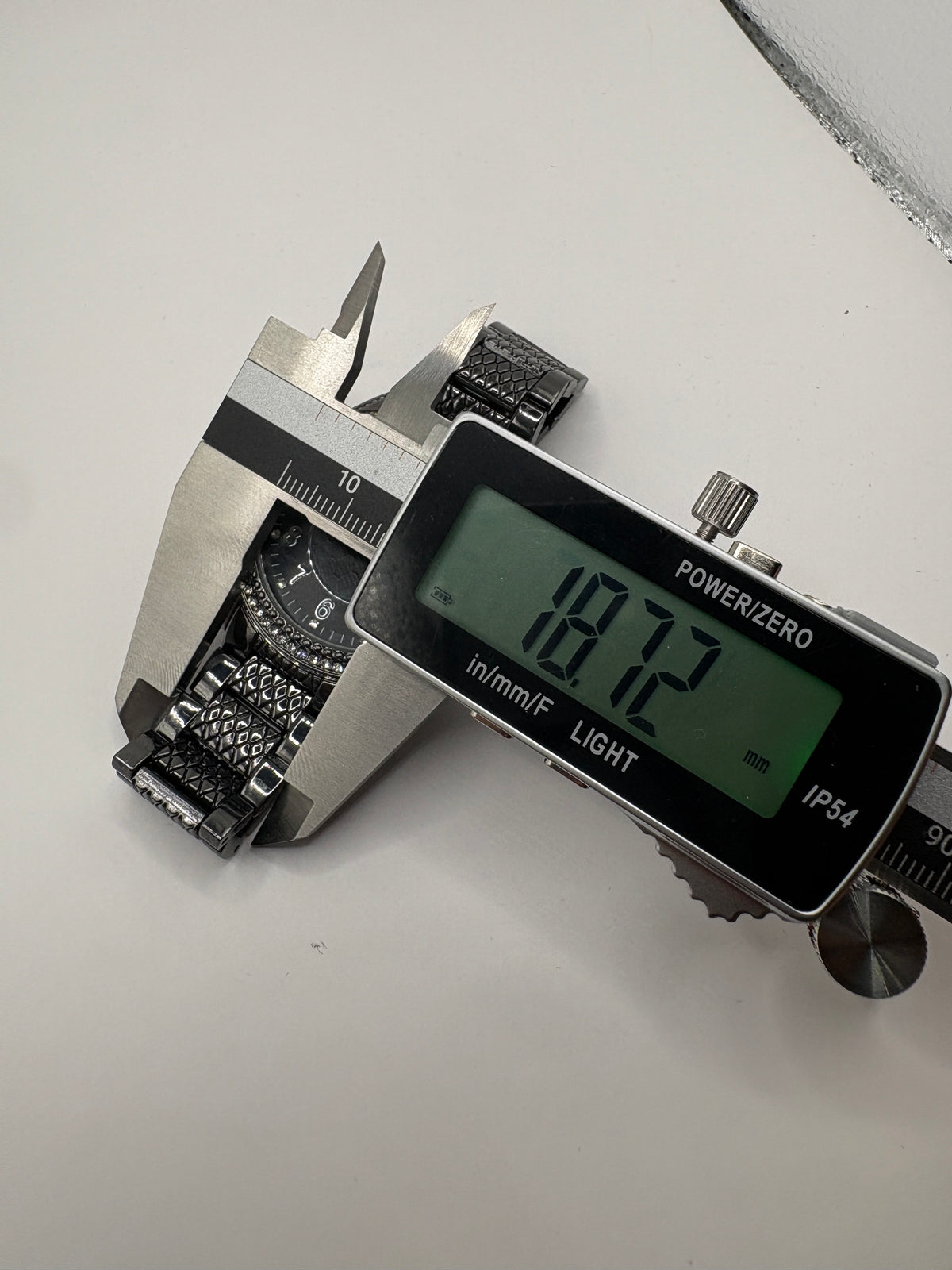Tahari Crystal Bezel Black Dial Silver Watch