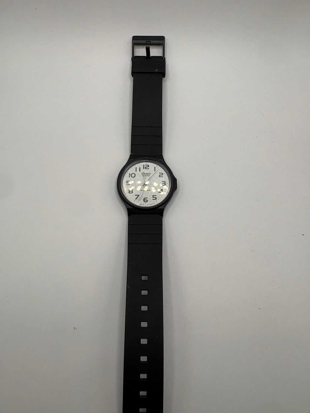 Casio Quartz Black Resin White Dial Watch Water Resist (parts only)