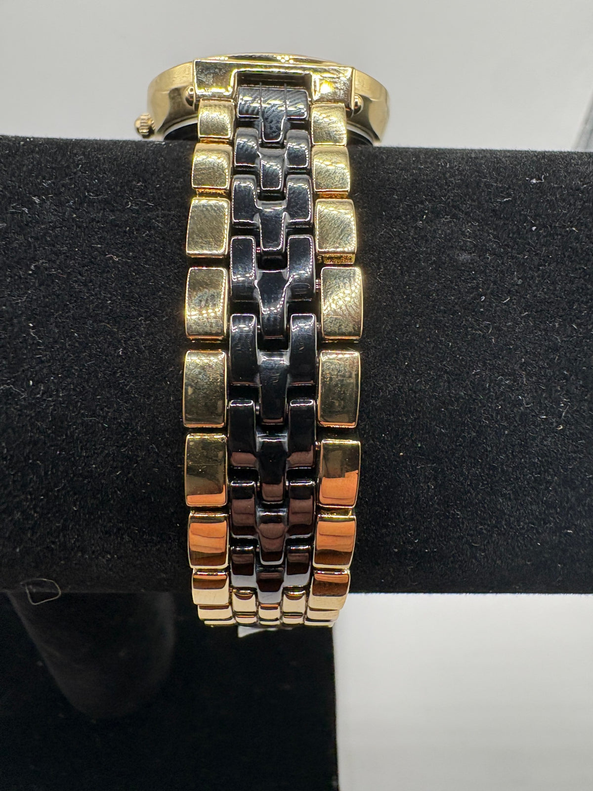 Anne Klein Women's Diamond-Accent Gold-Tone & Black Ceramic Bracelet Watch 30mm