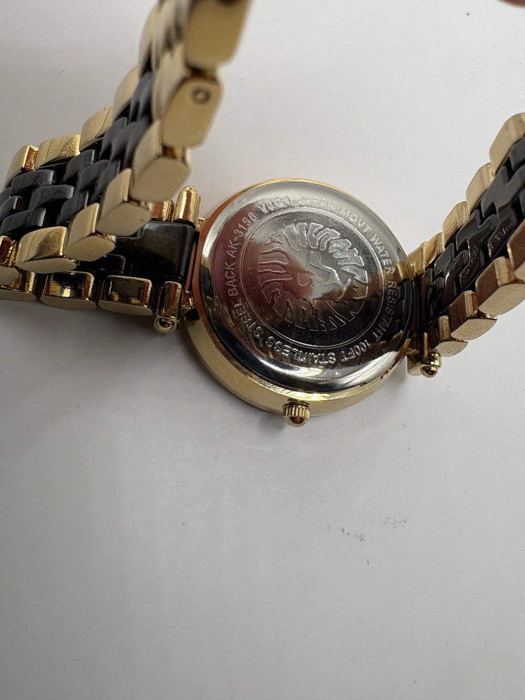 Anne Klein Women's Diamond-Accent Gold-Tone & Black Ceramic Bracelet Watch 30mm