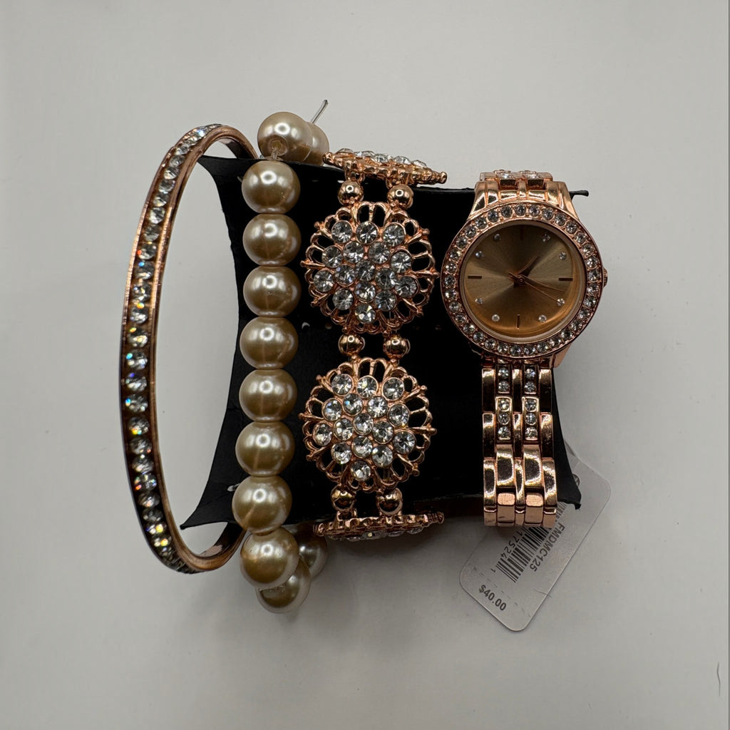 Folio Women's Rose Gold-Tone Bracelet Watch Gift Set, 27mm