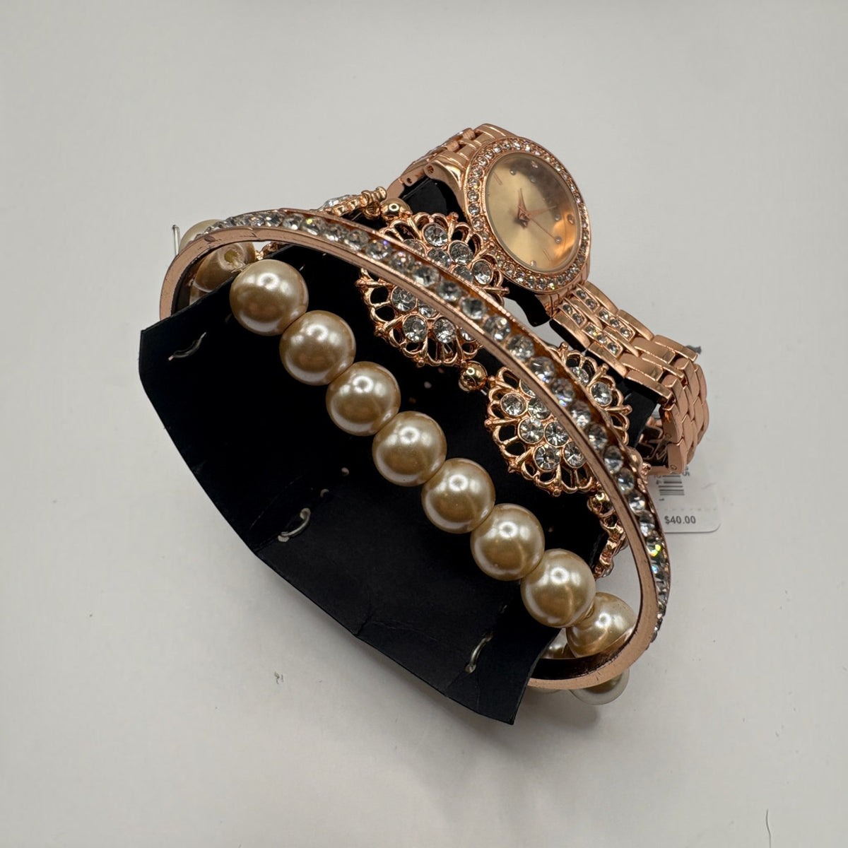 Folio Women's Rose Gold-Tone Bracelet Watch Gift Set, 27mm