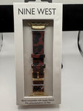 Nine West NW1014GPLE42 Leopard Print Apple Watch Faux Leather Band Gold