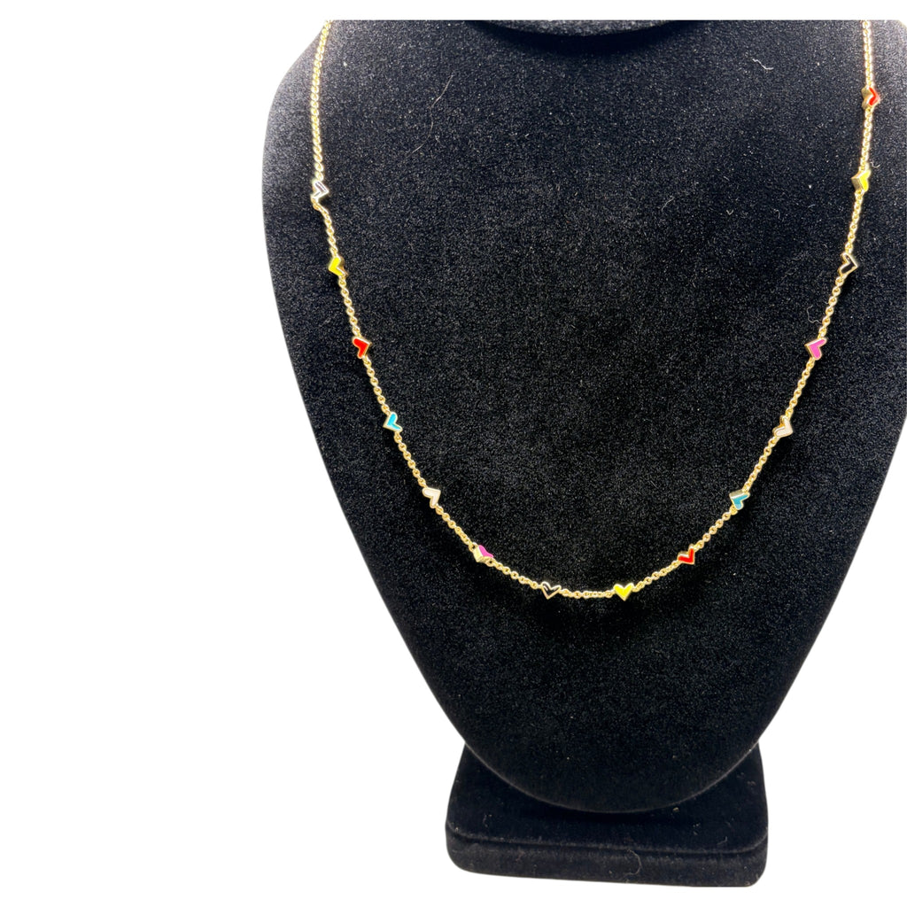 Kendra Scott Haven Heart Strand Necklace - Gold Multicolor Enamel Heart Chain NWT