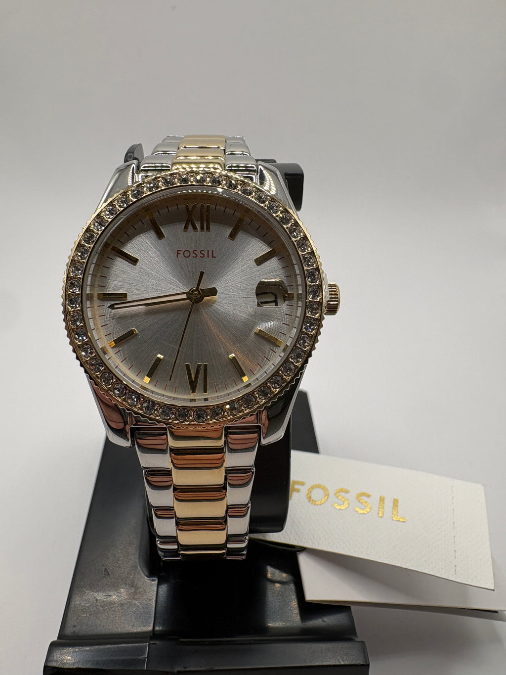 Fossil Scarlette ES4319 Women's Two-Tone Crystal Bezel Date Watch