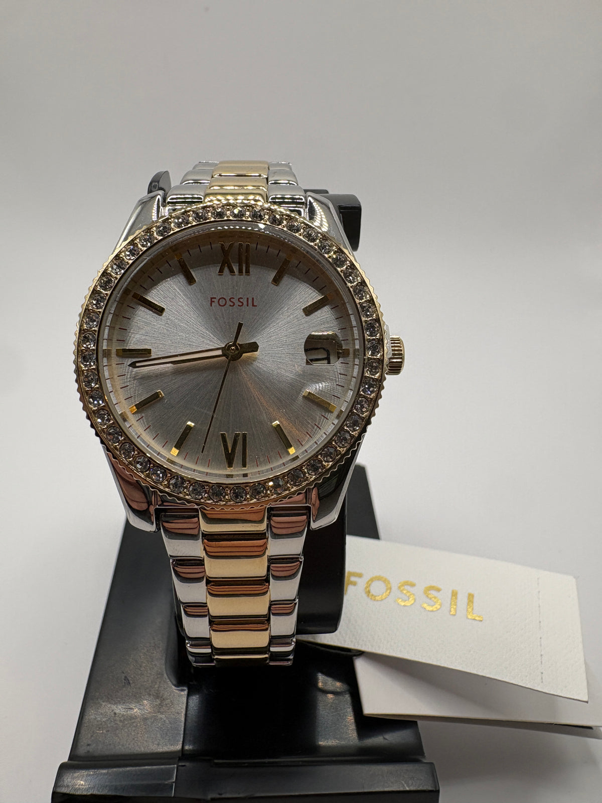 Fossil Scarlette ES4319 Women's Two-Tone Crystal Bezel Date Watch