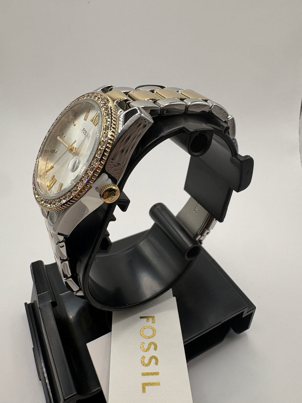 Fossil Scarlette ES4319 Women's Two-Tone Crystal Bezel Date Watch