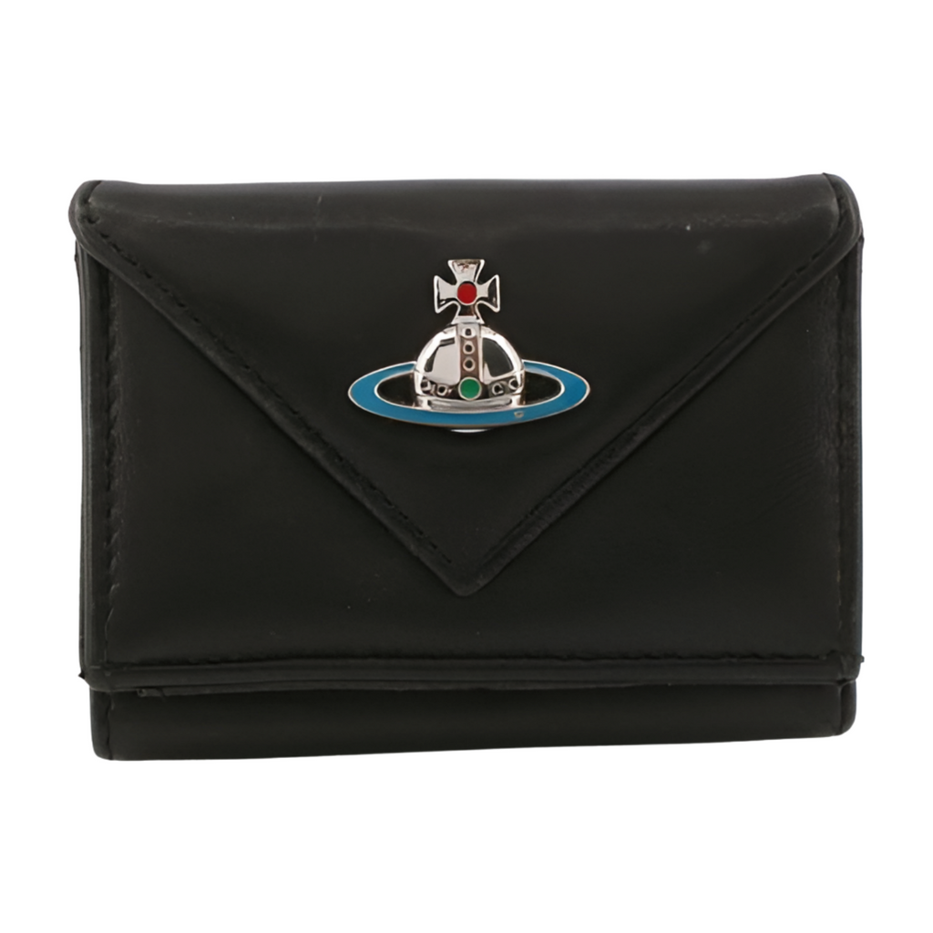 6004 - Vivienne Westwood Black Leather Tri-Fold Wallet