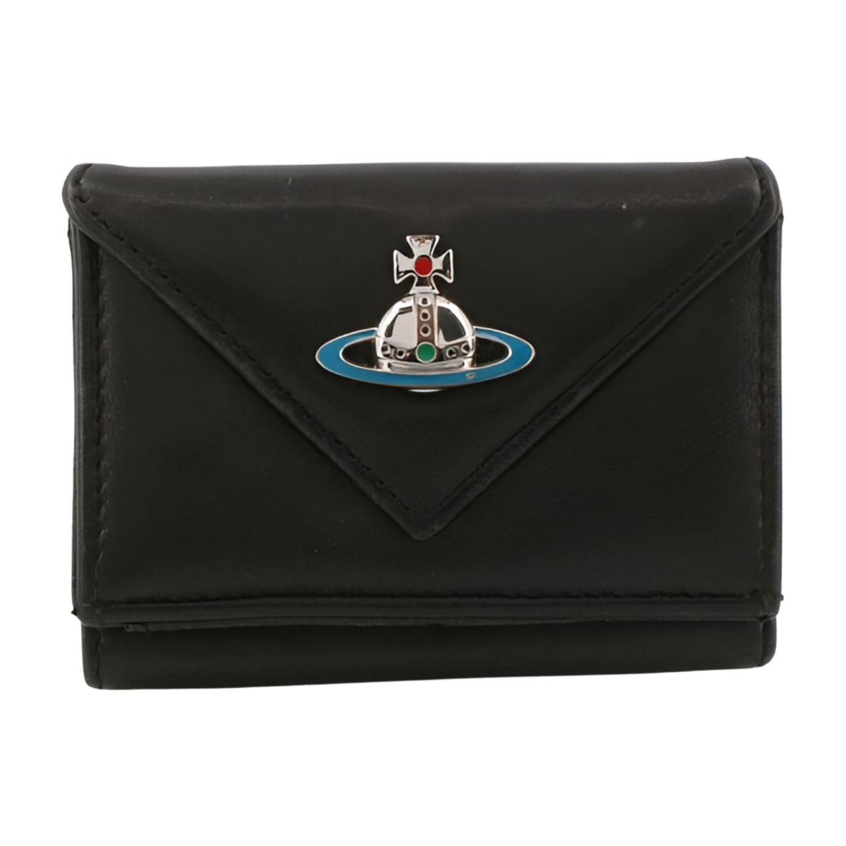 6004 - Vivienne Westwood Black Leather Tri-Fold Wallet