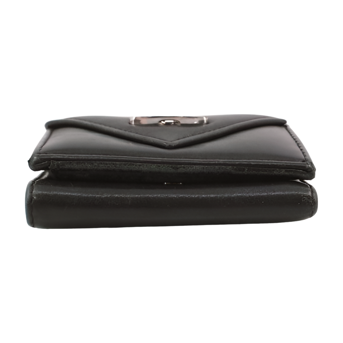 Black leather wallet on a white background