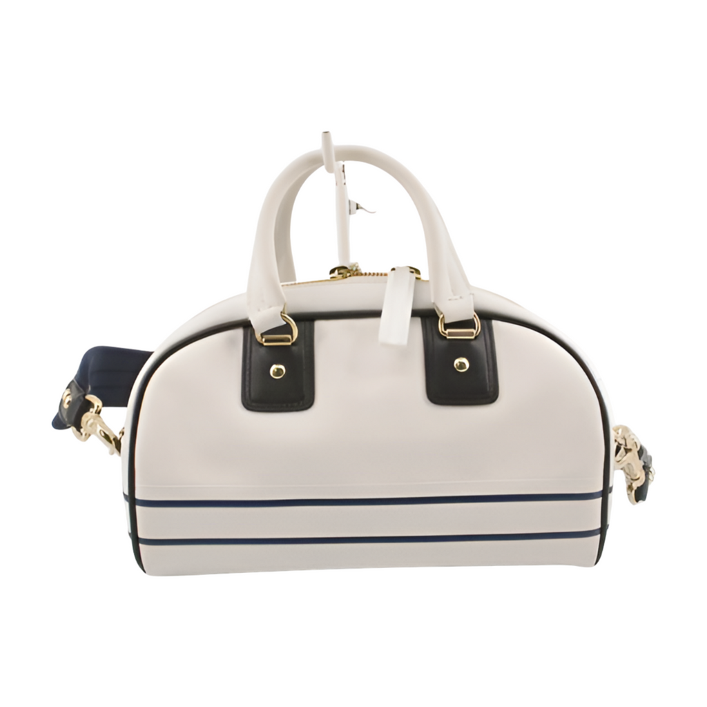 6101 - Dior Vibe Medium Zip Bowling Bag – White & Navy