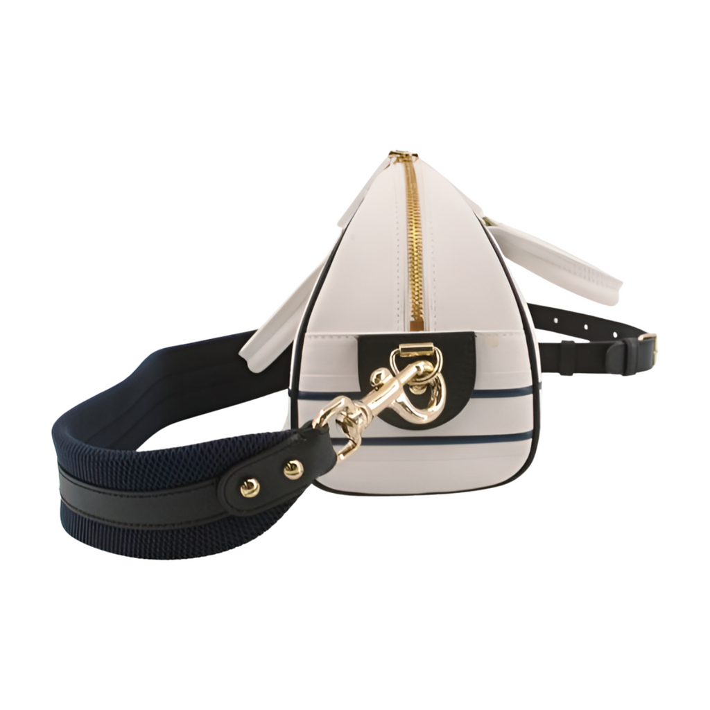 6101 - Dior Vibe Medium Zip Bowling Bag – White & Navy