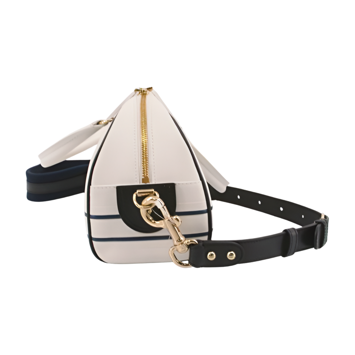 6101 - Dior Vibe Medium Zip Bowling Bag – White & Navy