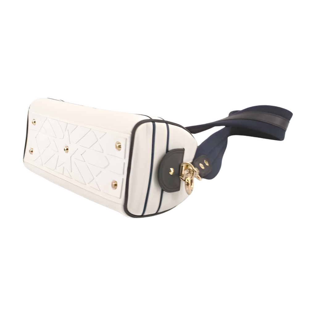 6101 - Dior Vibe Medium Zip Bowling Bag – White & Navy