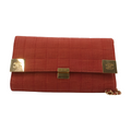 6102 - Chanel Chocolate Bar Maroon Denim Flap Bag