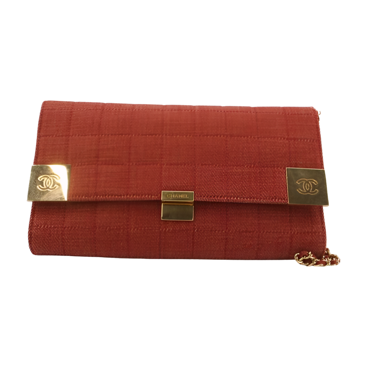 6102 - Chanel Chocolate Bar Maroon Denim Flap Bag
