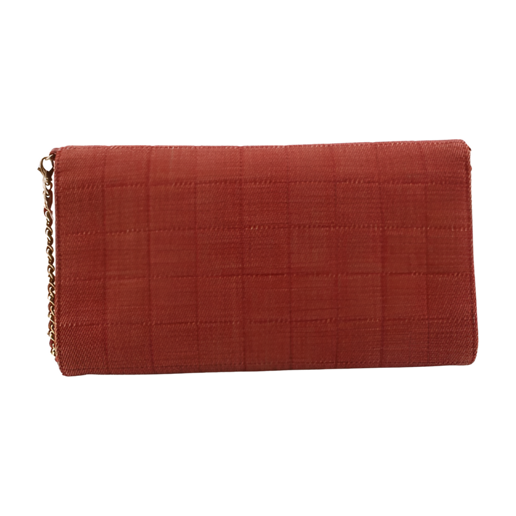 6102 - Chanel Chocolate Bar Maroon Denim Flap Bag