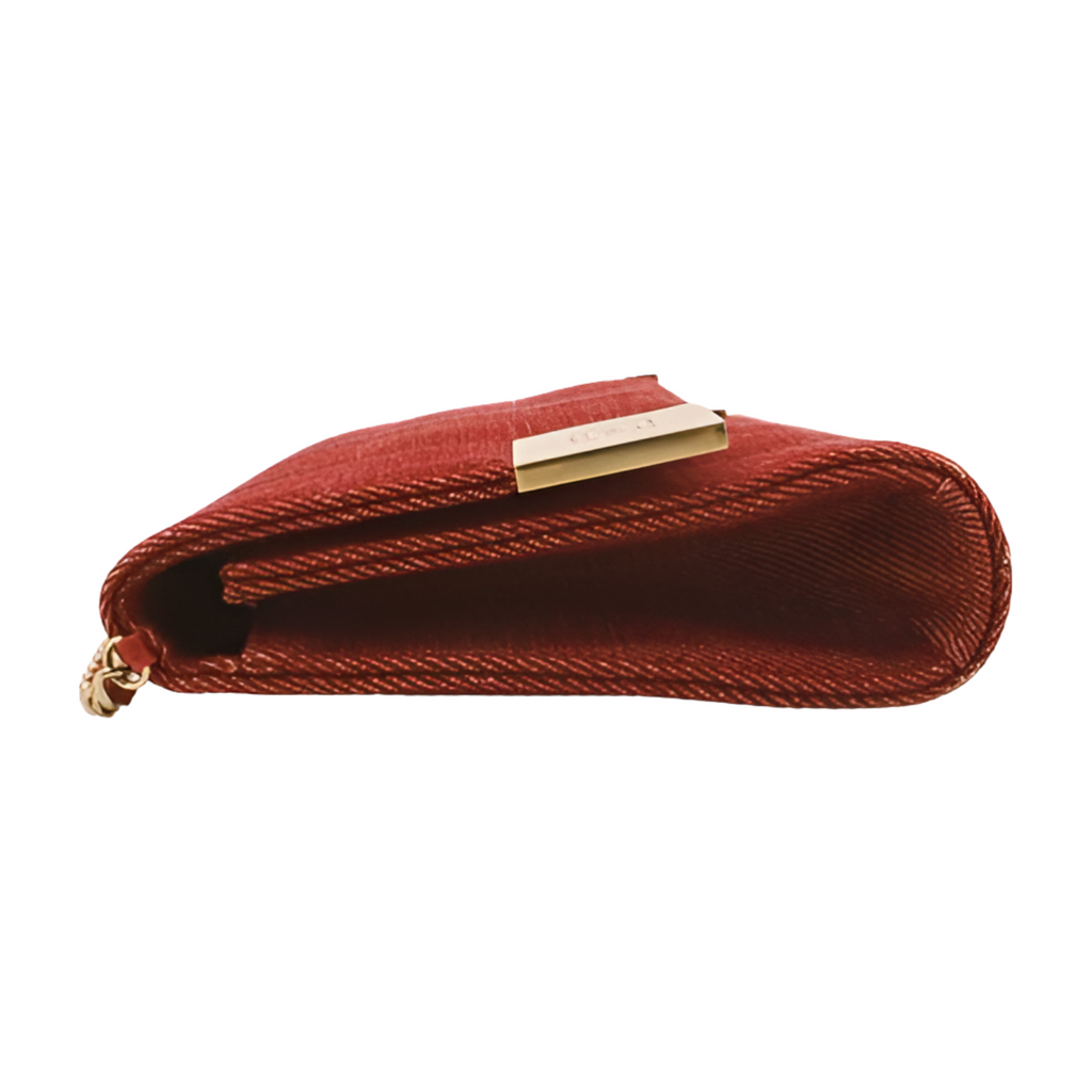 6102 - Chanel Chocolate Bar Maroon Denim Flap Bag