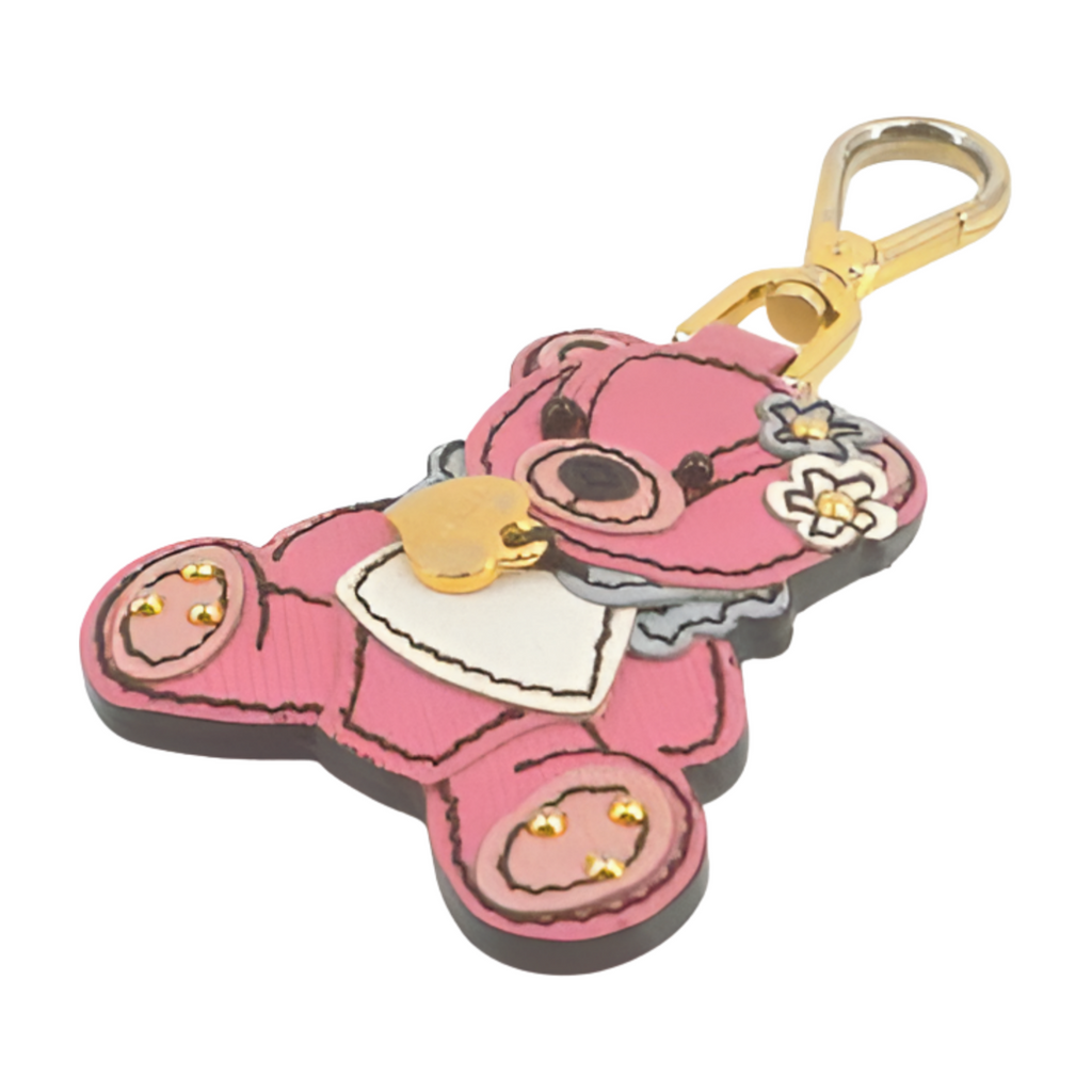 6287 Prada Bear Bag Charm - Gold & Pink