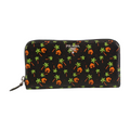 6288 Prada Saffiano Leather Palm Tree Zippy Wallet Long Wallet Black