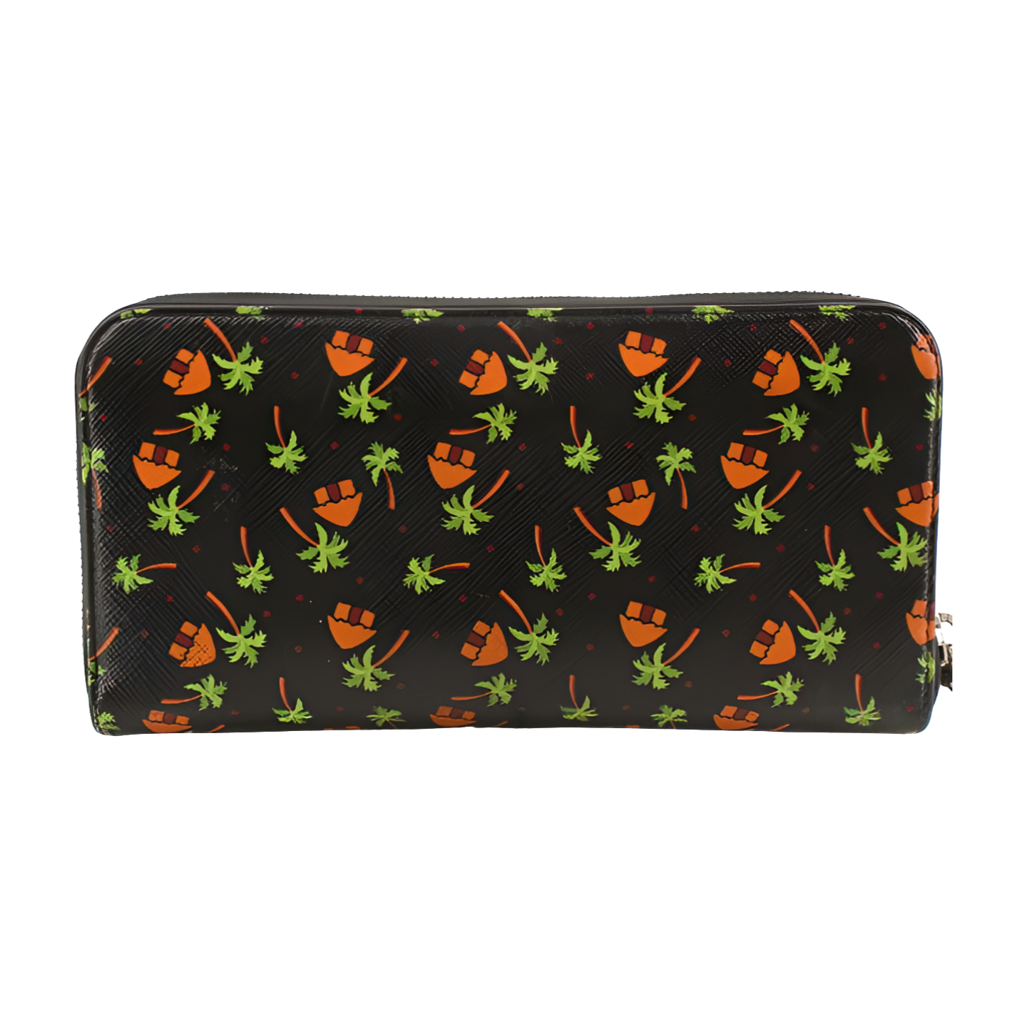 6288 Prada Saffiano Leather Palm Tree Zippy Wallet Long Wallet Black